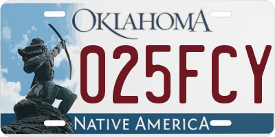 OK license plate 025FCY