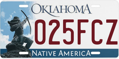 OK license plate 025FCZ