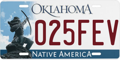 OK license plate 025FEV