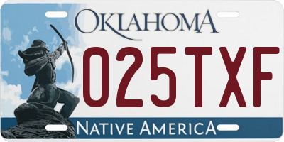 OK license plate 025TXF