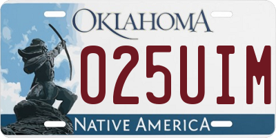 OK license plate 025UIM