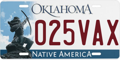OK license plate 025VAX