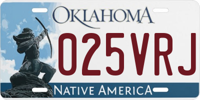 OK license plate 025VRJ