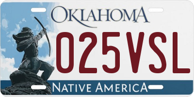 OK license plate 025VSL