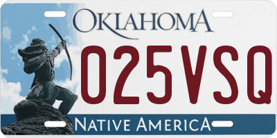 OK license plate 025VSQ