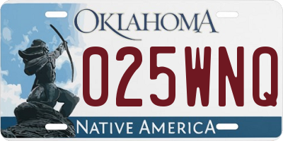 OK license plate 025WNQ