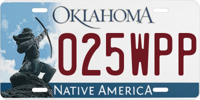 OK license plate 025WPP