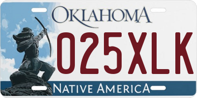 OK license plate 025XLK