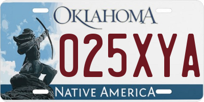 OK license plate 025XYA