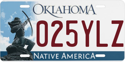 OK license plate 025YLZ