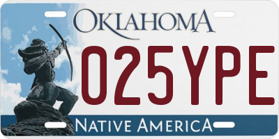 OK license plate 025YPE
