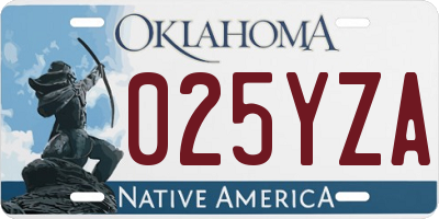 OK license plate 025YZA