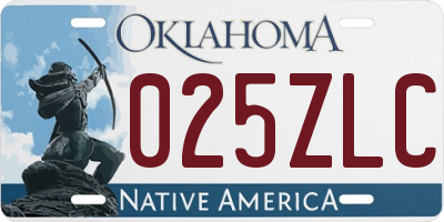 OK license plate 025ZLC