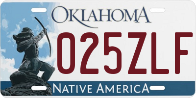 OK license plate 025ZLF