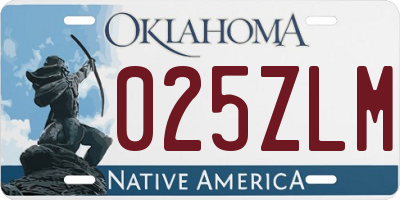 OK license plate 025ZLM