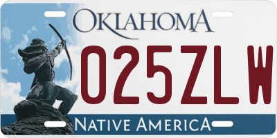 OK license plate 025ZLW