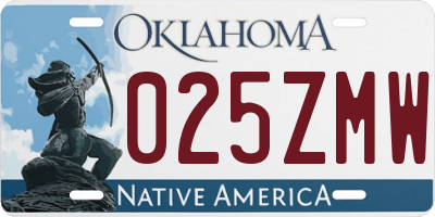 OK license plate 025ZMW