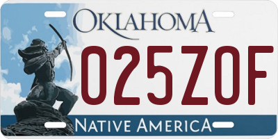 OK license plate 025ZOF