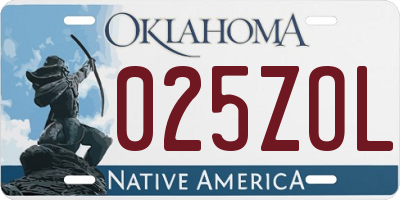 OK license plate 025ZOL