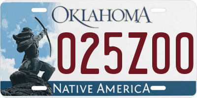 OK license plate 025ZOO