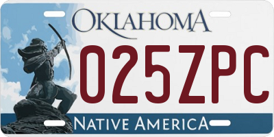 OK license plate 025ZPC