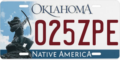 OK license plate 025ZPE
