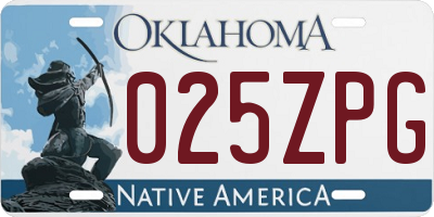 OK license plate 025ZPG