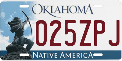 OK license plate 025ZPJ