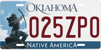 OK license plate 025ZPO