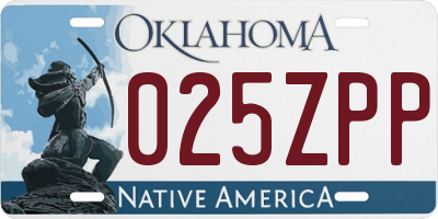 OK license plate 025ZPP