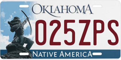 OK license plate 025ZPS