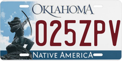 OK license plate 025ZPV