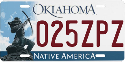 OK license plate 025ZPZ