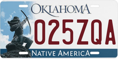 OK license plate 025ZQA