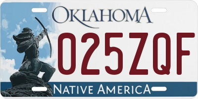 OK license plate 025ZQF