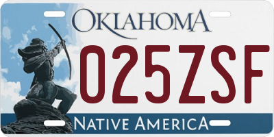 OK license plate 025ZSF