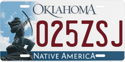 OK license plate 025ZSJ