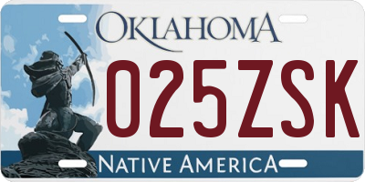 OK license plate 025ZSK