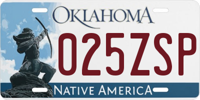OK license plate 025ZSP
