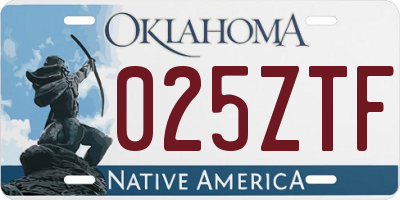 OK license plate 025ZTF