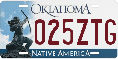 OK license plate 025ZTG