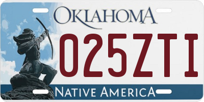 OK license plate 025ZTI