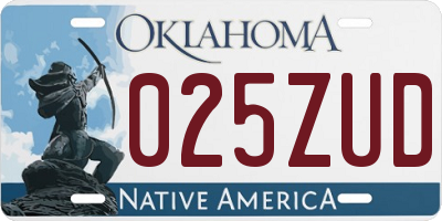 OK license plate 025ZUD