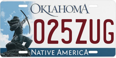 OK license plate 025ZUG