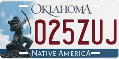 OK license plate 025ZUJ