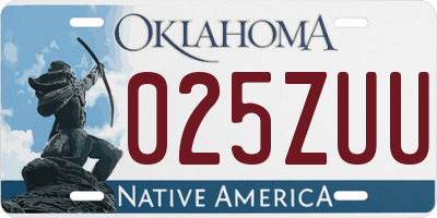OK license plate 025ZUU
