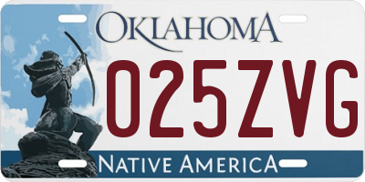 OK license plate 025ZVG