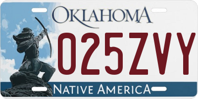 OK license plate 025ZVY