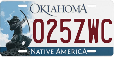 OK license plate 025ZWC