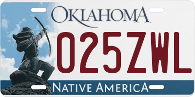 OK license plate 025ZWL
